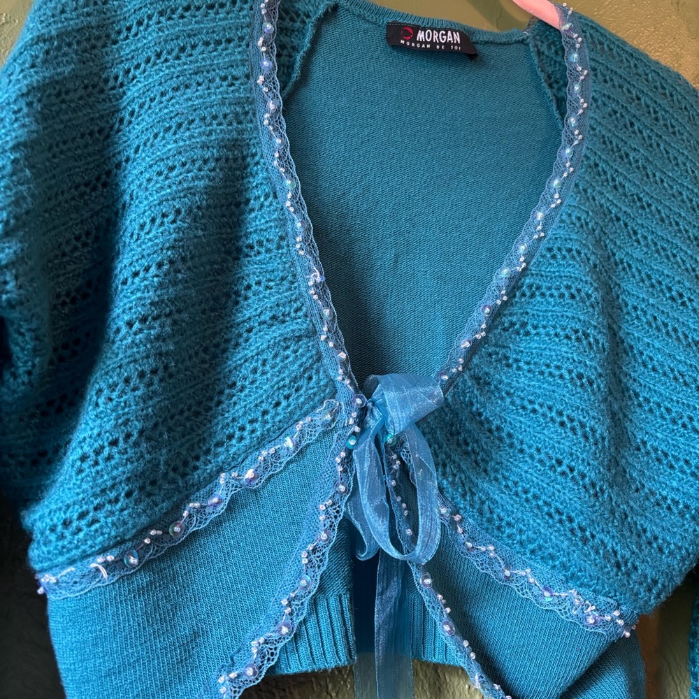 Morgan De Toi Vtg Y2K  Knit Cardigan Sweater Retro Era Size Small